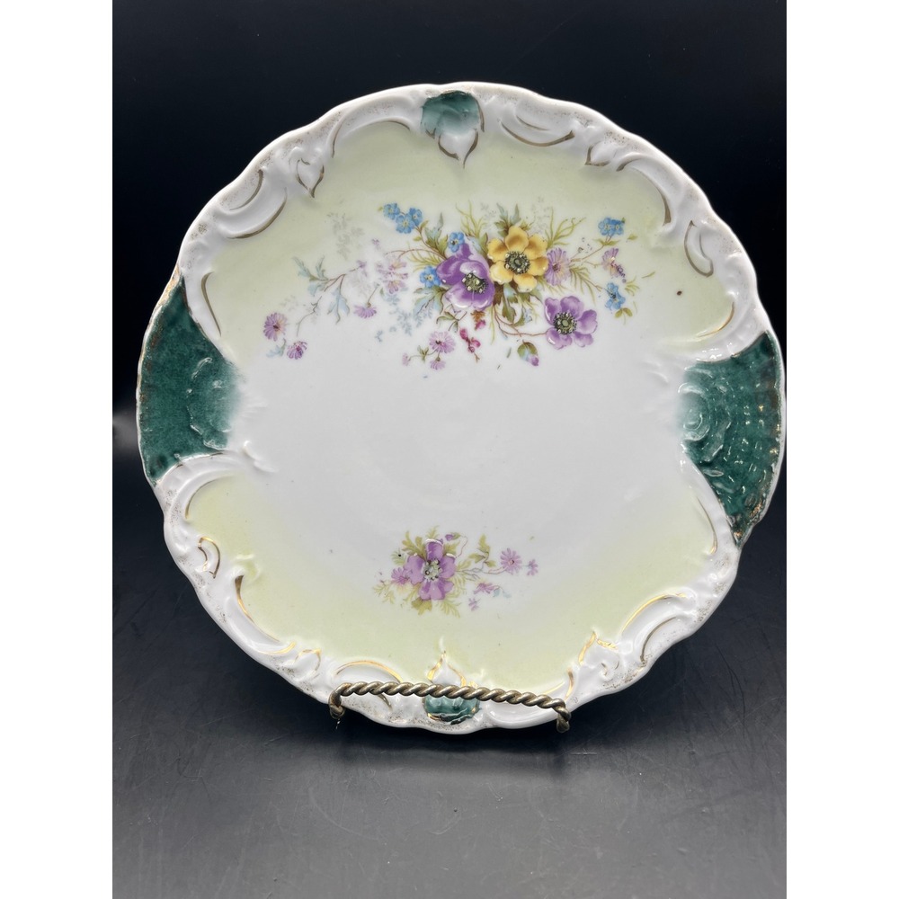 VTG Hand Painted Austrian Porcelain Plate-‎ Floral Design- 7.5" Diameter